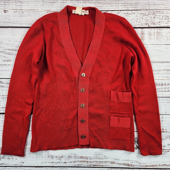 Salvatore Ferragamo Sweaters - Salvatore Ferragamo Cardigan Sweater Womens S Red 100% Wool Knit Vintage Italy